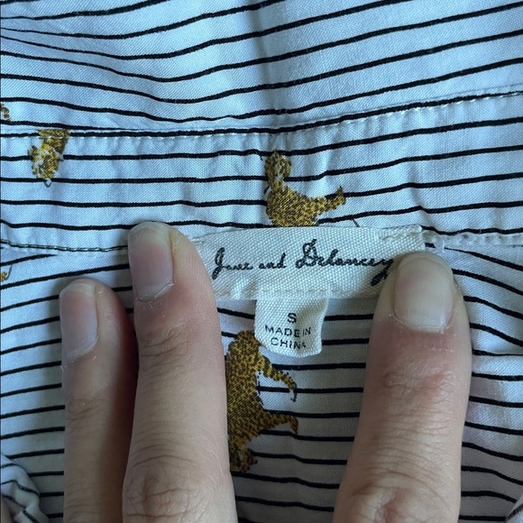 June & Delancey Cheetah Stripe Office Top Button Down Shirt - Picture 7 of 9